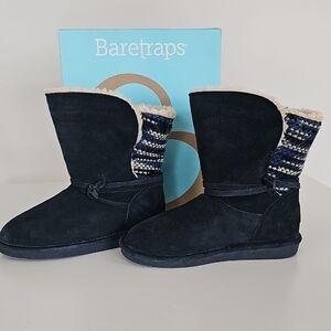 BareTraps Black Suede Knit-Back Winter Boots